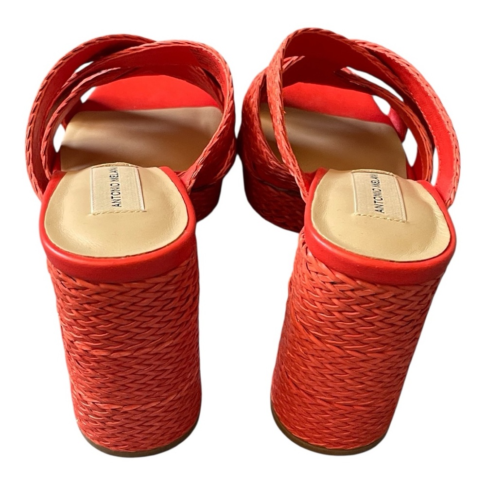 Antonio Melani Women's Orange Woven Heeled Sandals, size 8 - Picture 5 of 5